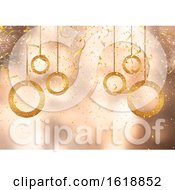 Poster, Art Print Of Christmas Background With Gold Confetti And Decorations