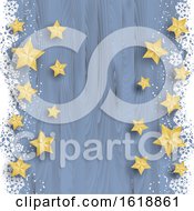 Christmas Stars On Snowy Wood Background