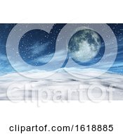 Poster, Art Print Of 3d Snowy Christmas Landscape With Moon