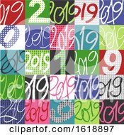 Poster, Art Print Of Colorful Patterned 2019 New Year Tile Background