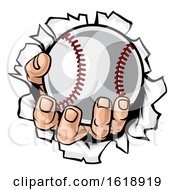 Poster, Art Print Of Baseball Ball Hand Tearing Background