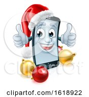 Cell Mobile Phone Christmas Mascot In Santa Hat