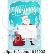 Poster, Art Print Of Merry Christmas And Happy New Year Greeting With Santa