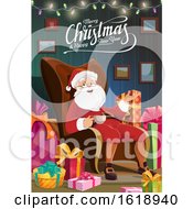 Poster, Art Print Of Merry Christmas And Happy New Year Greeting With Santa