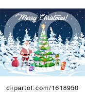 Poster, Art Print Of Merry Christmas Greeting With Santa