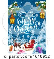 Poster, Art Print Of Merry Christmas Greeting With Santa