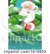 Poster, Art Print Of Santa Claus Peeking Around A Tree