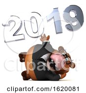 3d Brown Business Cow On A White Background