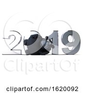 3d Black Bull With New Year 2019 On A White Background