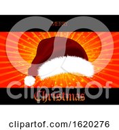 Poster, Art Print Of Christmas Star Burst Panel And 3d Santa Hat