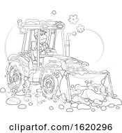 Black And White Man Operating A Snow Tractor