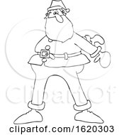 Cartoon Black And White Christmas Santa Dancing The Floss