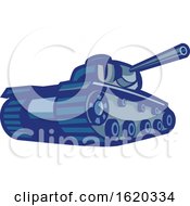 American World War Two Battle Tank Pointing Its Gun