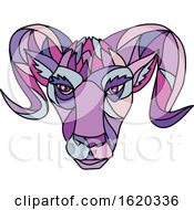Poster, Art Print Of Bighorn Sheep Ram Mosaic Color
