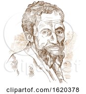 Hand Drawn Vector Portrait Michelangelo by Domenico Condello