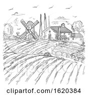 Poster, Art Print Of Vector Farm Engraved Style Drawing