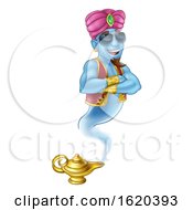 Poster, Art Print Of Cool Genie Magic Lamp Aladdin Pantomime Cartoon