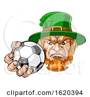 Poster, Art Print Of Leprechaun Holding Soccer Ball Sports Mascot