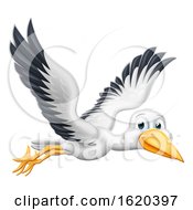 Poster, Art Print Of Stork Cartoon Pregnancy Myth Bird Flying
