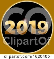 Poster, Art Print Of New Year 2019 In 3d Golden Numbers And Border
