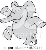 Cartoon Elephant Walking Upright
