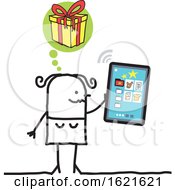 Stick Woman Hristmas Shopping On A Smart Phone by NL shop