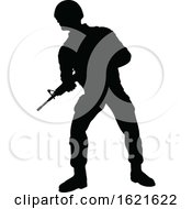 Black Silhouetted Male Armed Soldier