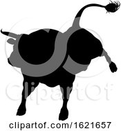 Black Silhouetted Bull Cow by AtStockIllustration