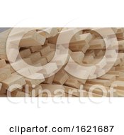 Render Of 3D Construction Timber Beams And Planks