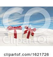 3D Christmas Landscape With Gifts Nestled In Snow