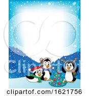 Poster, Art Print Of Group Of Christmas Penguins Border