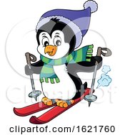 Poster, Art Print Of Christmas Penguin Skiing