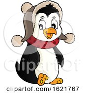Poster, Art Print Of Christmas Penguin Wearing A Winter Hat