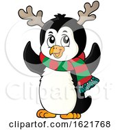 Poster, Art Print Of Christmas Penguin Wearing Antlers