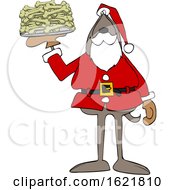 Poster, Art Print Of Cartoon Santa Dog With A Platter Of Dog Bone Biscuits