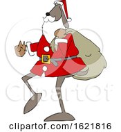 Cartoon Santa Dog Carrying A Sack