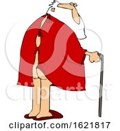 Poster, Art Print Of Cartoon Santa Claus With His Butt Showing Through A Hospital Gown