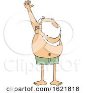 Cartoon Santa Claus Applying Deodorant