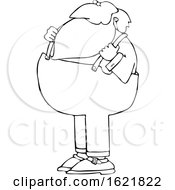 Poster, Art Print Of Cartoon Black And White Santa Holding His Suspenders