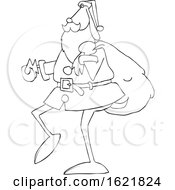 Poster, Art Print Of Cartoon Black And White Santa Dog Carrying A Sack