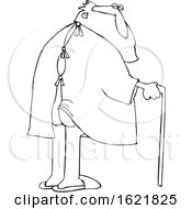 Cartoon Black And White Santa Claus With His Butt Showing Through A Hospital Gown