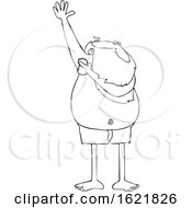 Poster, Art Print Of Cartoon Black And White Santa Claus Applying Deodorant