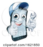 Mobile Phone Repair Spanner Thumbs Up Mascot by AtStockIllustration
