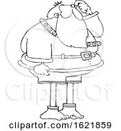 Poster, Art Print Of Cartoon Black And White Christmas Santa Claus Missing His Pants