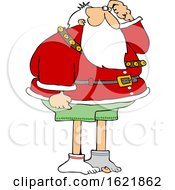 Poster, Art Print Of Cartoon Christmas Santa Claus Missing His Pants