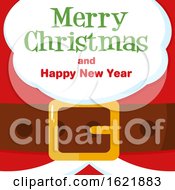 Poster, Art Print Of Closeup Of Santas Christmas Suit And Beard With Merry Christmas And Happy New Year