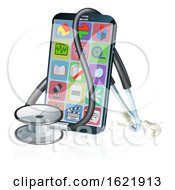 Poster, Art Print Of Mobile Phone Medical Health App Stethoscope Design