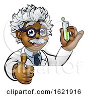 Cartoon Scientist Holding Test Tube Thumbs Up by AtStockIllustration