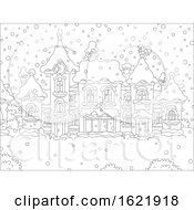 Poster, Art Print Of Black And White Village On A Snowy Winter Day