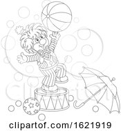 Poster, Art Print Of Black And White Clown Performing With A Ball